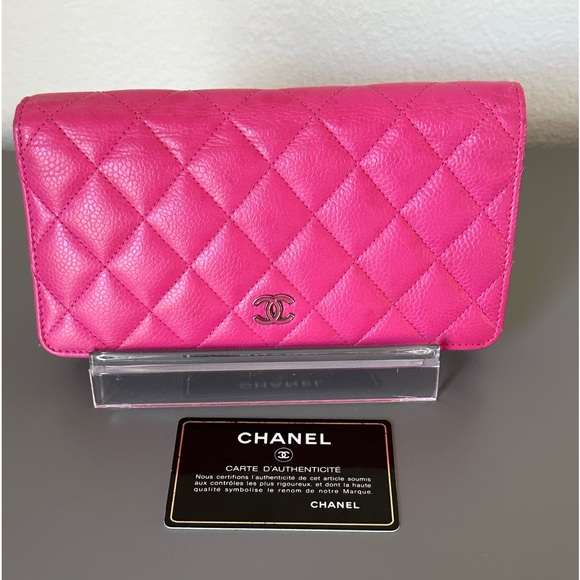 Chanel Bifold Fuchsia / Pink Quilted Caviar Leather Wallet - Picture 14 of 16